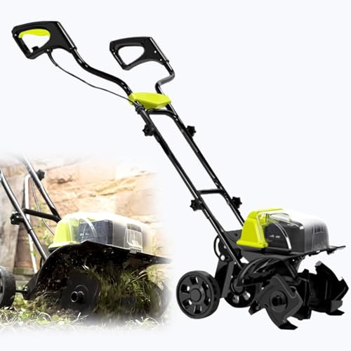 Gavscient Electric Tiller Rotavator, 36cm/14.2in Width & 18cm/7.1in Depth, 4Ah Battery, Cordless, Electric Hoe for Garden