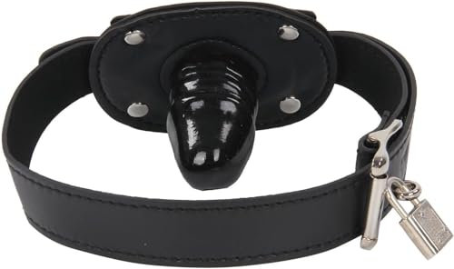 Open Mouth Gag SM Bondage Oral Stuffed Lockable Deep Throat Slave Insert Oral Plug Erotic Bondage Sex Toys (Black, Short)