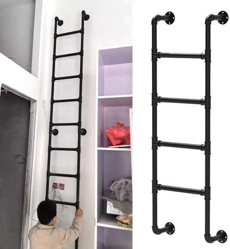Eisen-Dachboden-Leiter mit 8 Stufen für Zuhause, Kellerfenster, Wandmontage, Dachboden, Bett-Trittleiter/Wohnmobil-Etagenleiter, 109,2 cm