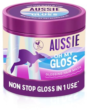 Aussie Oh My Gloss Glossing Hair Mask 500ml, Moisturises and Deeply Nourishes Dry and Dull Hair, Restores Your Natural Gloss, Infused with Australian Macadamia Nut Oil, Vegan and Cruelty-Free