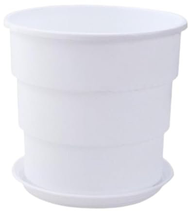 LOVIVER Vaso di Fiori con Vassoio per Piante da Esterno Interno, fioriera compatta, Versatile e Moderna con Foro di drenaggio, per pothos, Bianco