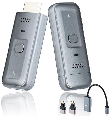 Wigearss Trådlös HDMI-sändare och mottagare, 1080P@60Hz 5G/2,4G dubbelband med 30 m räckvidd, plug and play HDMI-förlängare för laptop/PC/kamera till TV/projektor