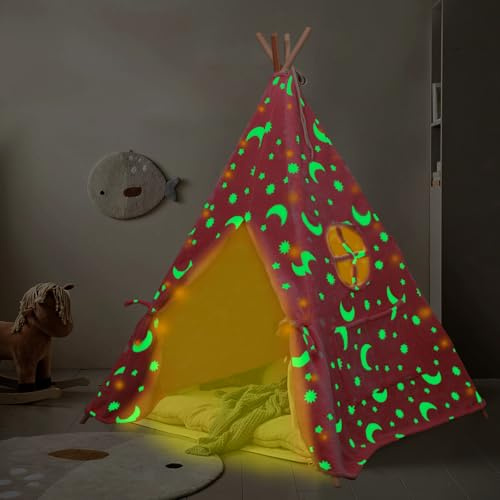 ZAIXIA Tipi Zelt für Kinder, Tragbares Tipi Spielzelt,Drinnen Tipi Kinderzelt