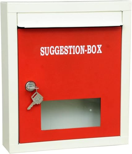 Letter Box for Home, Wall Mount Stand, High Grade Metal Wall Mount Shelf, Letter Box, Outdoor Mailboxes, Key Lock, Wall Mountable or On Table Surface (Red, Rectangular)