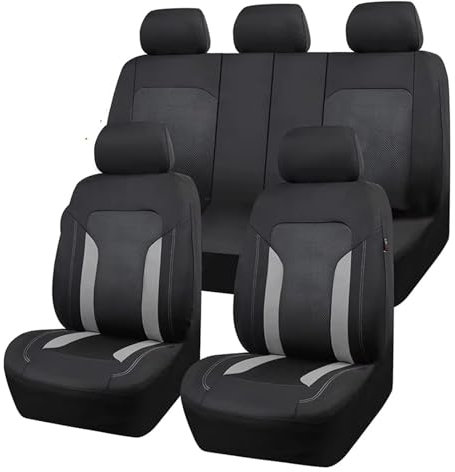 Materiali ecologici coprisedili Coprisedili Rete Grigia Auto Con Airbag Diviso Per Sedile Posteriore Con 3 Cerniere Compatibile Con Maggior Parte Delle Protezioni Seggiolini Auto Rivestimenti sedili a