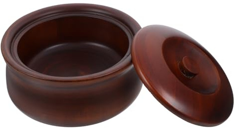 Luxshiny Cuenco de Madera Japonés con Tapa para Ensaladas Frutas y Recipiente Decorativo de Madera para Cocina para Uso Doméstico