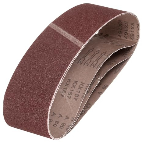 QUARKZMAN 76mm x 610mm Nastri Abrasivi, 5Pz 80 Grana Carta Vetrata per Levigatrice Ossido di Allumina Per Lavorazione Legno, Lucidatura Metalli, Affilatura Coltelli