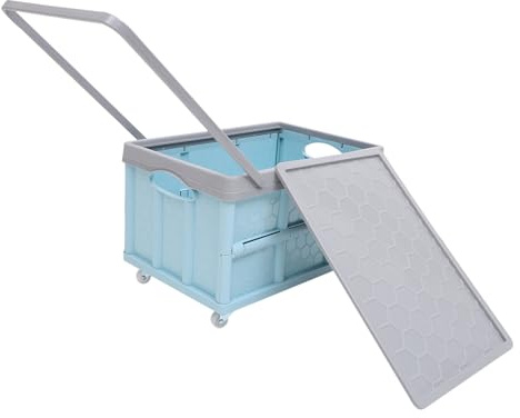 PERSELOSO Caja de almacenamiento con ruedas carro de basura plegable cajas De múltiples fines contenedores de plástico contenedores de almacenamiento con ruedas el plastico Azul