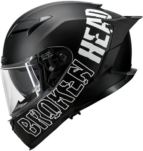 Broken Head Street Division - Motorradhelm Mit Sonnenblende und Spoiler - Integral-Helm - Ltd. Edition - Matt (Black Edition, S 55-56 cm)
