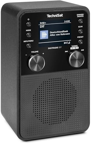 TechniSat DIGITRADIO 317 – Vertikal DAB+ FM-radio med Bluetooth-ljudströmning, radioväckarklocka, sömntimer, 2,4-tums färgdisplay, 3 watt, svart