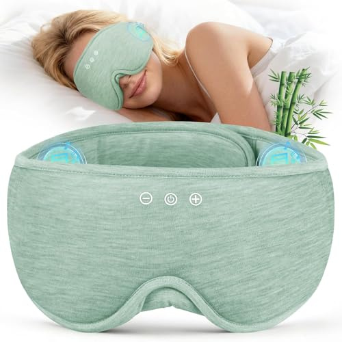 LC-dolida Bluetooth Schlafmaske mit Kopfhörern für Frauen und Herren,Totale Blackout Schlaf Augenmaske Schlafkopfhörer Weiche Kopfhörer zum Schlafen, die ganze Nacht Komfort für das Reisen,Bett
