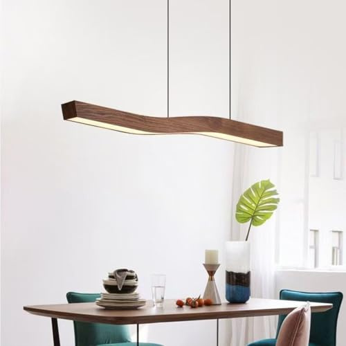 Bellastein LED Pendelleuchte Esstisch Esszimmerlampe Moderne dimmbar Hängeleuchte Esstischlampe Hängelampe mit Fernbedienung höhenverstellbar Holzlampe für Esszimmer Küche Büro (90cm)