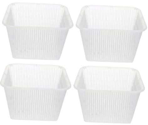 BIUDECO 4 Macetas de Plástico para Vivero Malla Hidropónica Cesta de Plantación Cuadrada para Controlar Raíces Ventiladas y Reutilizables para Jardinería Interiores y Balcones