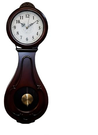 ICE Armor 29.5 H Dark Brown Classic Wooden Teardrop Pendulum Wall Clock Decorative Wall Timepiece Adds Timeless Charm to Any Room Unique Gift Idea