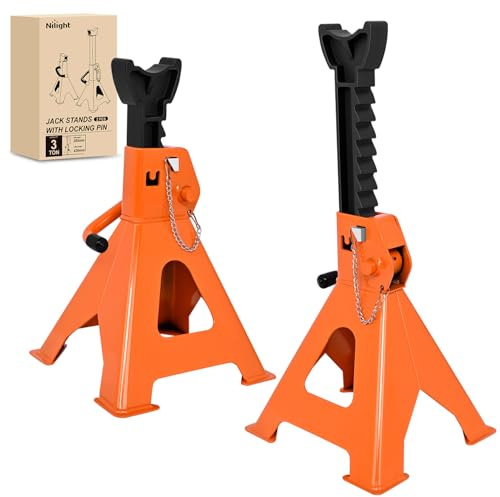 Nilight 3 Ton Jack Stands, Double Locking Heavy Duty Steel 6,600 lbs Capacity, Adjustable 11.22-16.53 Height for SUV Sedan Pickup Light Truck, 2 Pack