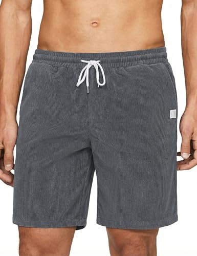 iClosam Men's Corduroy Shorts with Drawstring, Elegant Slim-Fit Shorts, Versatile for Holidays and Everyday Wear, Fine Workmanship, Stretchy and BreathableS