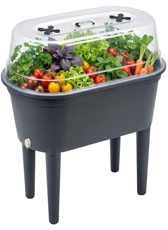 SG Traders Raised Garden Bed with Cover - Mini Greenhouse Planter on Legs, Outdoor Vegetable Herb Planter Box Elevated Garden Planter Bed with Lid Weather Resistant UV Protected Gardening Plant Pots