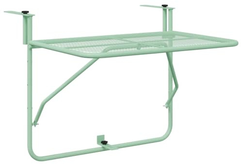 HGBNMER Tavolo pieghevole da balcone sospeso verde menta 60 x 39 x 65 cm, meccanismo pieghevole regolabile per piccoli balconi e terrazze