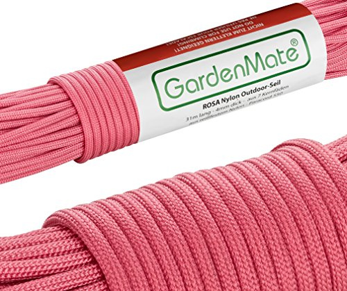 GardenMate Paracord 550 Zeltleine & Outdoor Nylonseil 31m 4mm - Rosa | Typ III (250 kg Bruchlast)