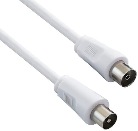 CABLEPELADO Cable Antena TV Macho Hembra Recto | Cable coaxial Antena de TV | Cable Antena TV Compatible televisión, decodificador, Tomas de TV | 75 Ohm | Blanco | 5 Metros