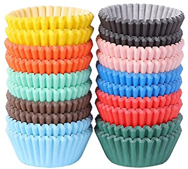 Miss Bakery's House® Mini moldes para muffins - Papel - Ø 32 mm x 20 mm - Colores diferentes - 500 piezas - pastelería - confitería - cajas para magdalenas y dulces - hornos pequeños