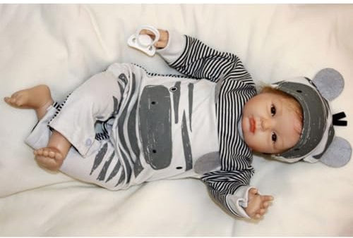 ZIYIUI Reborn Baby-Puppe 22 Zoll 55cm Weiches Vinylsilikon Magnetisch Mund Lebensecht Realistisch Neugeborenes Reborn Junge Weihnachten Geschenk