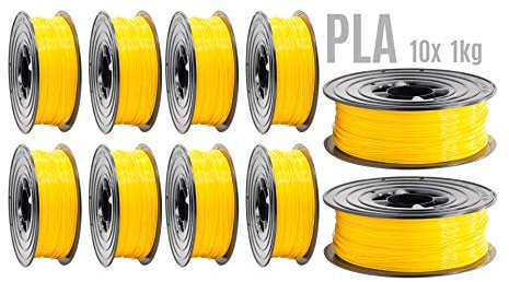 PLA Filament 3D Drucker 1,75mm / 10x 1kg Rolle Gelb für 3D Printer oder Stift 10er Set (10Kg) …