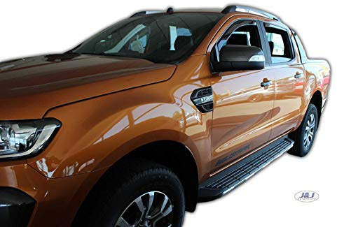 J&J AUTOMOTIVE Windabweiser passend für Ford Ranger 3 4-Türer 2012-2016 4tlg, Heko Regenabweiser Vorne Hinten Getönt Dunkel Passform