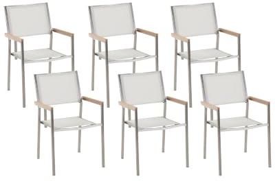 Gartenstuhl Set 6 Stühle Polyester/Edelstahl weiß Grosseto