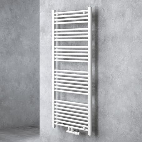 doporro Badheizung gerade 140x60cm Weiß Röhrenheizkörper Horizontal | 2 in1 Mittelanschluss oder Seitenanschluss Badheizkörper, Einfach zu installieren | umweltschonend und energiesparend