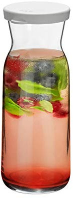 Argon Tableware 1x 700ml Glass Water Jug - 'Brocca' Range - Juice Carafe Decanter with Silicone Lid for Water, Wine, Iced Tea