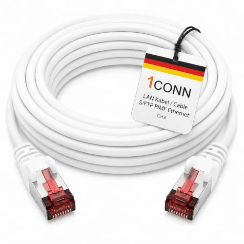 1CONN Câble réseau Cat6 30m câble Ethernet blanc Lankabel câble réseau Cat6 Lan câble de raccordement Sftp Pimf 1000 Mbit s