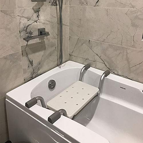 YJIIJY Sedile da Doccia Ergonomico, Regolabile in Larghezza, Acciaio, Bianco