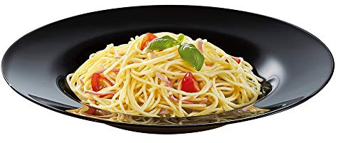 Luminarc Friends Time Opal Glass Steak Pasta Pizza Serving Dinner Fish Plates (1x Pasta Plate, Black)
