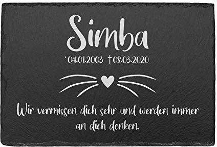 Grabstein Katze Tiergrabstein Schiefer personalisiert Name Schnurrhaare | Gedenkstein für Katzen, Tiergrabstein, Erinnerung, Andenken an Haustier, Grabschmuck