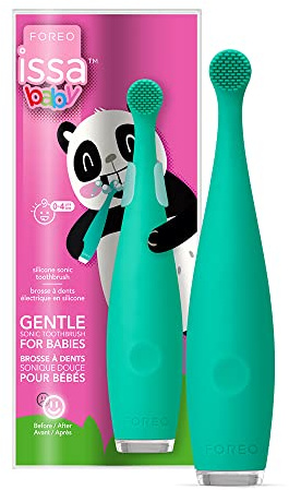 FOREO ISSA baby Kiwi Green Elektrisk sonisk tandborste 0–4, borststrån i 100% medicinskt silikon för babytänder och tandkött, 240 användningar/USB-laddning, 2 års garanti