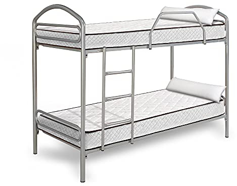 HOGAR24 Litera Metálica + 2 Colchones Viscoelásticos Flexitex + 2 Almohadas de Fibra, 80 x 180