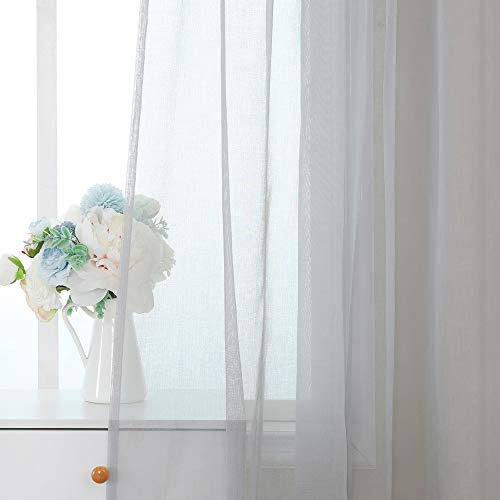 MIULEE Voile Gardine Stangendurchzug Polyester 2er Set B140 H160 Grau | Luftige Voile mit praktischem Stangendurchzug, leicht durchscheinend, dekorativ für Wohnzimmer, Schlafzimmer und Babyzimmer