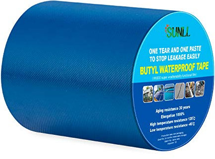 Nastro butilico impermeabile, 15 cm di larghezza x 5 m di lunghezza, striscia adesiva sigillante butilico per riparazione camper, sigillatura barche, solarium, piastrelle smaltate, patch in gomma, blu