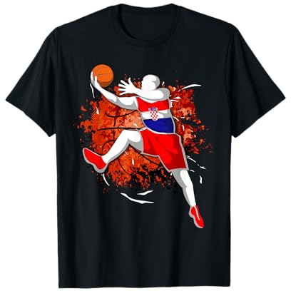 Kroatien Basketball - Kroatische Nationalflagge Sport Art T-Shirt