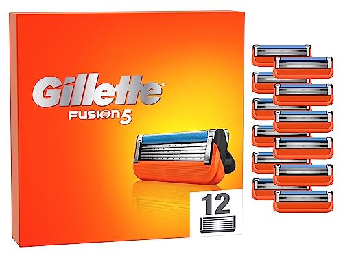 Gillette Fusion 5 Power Rasierklingen, 12 Ersatzklingen mit 5 Klingen, unübertroffene Härte, gleitende Rasur mit Gleitstreifen