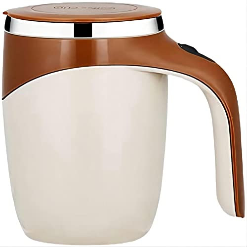 Zhaocaigui Tasse à mélangeur automatique, magnétique, tasse à café, tasse en acier inoxydable 380 ml. Utilisé dans le café, le thé, la médecine et les jus. (marron)