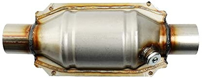 Qeunrtiy Universal Katalysator mit Einlass/Auslass, mit O2 Anschluss und Schild 53004 Auto Katalysator Rostfreiem