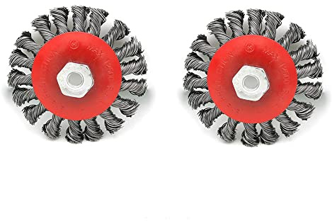 Lot de 2 brosses métalliques rotatives avec nœud en acier, 90 mm, pour perceuse, outil de polissage pour nettoyer la rouille, le décapage, le ponçage