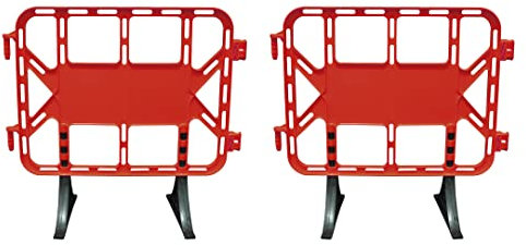 PAL | Valla de Obra Peatonal de Plástico 1 metro Roja | Diseño Innovador y Sin Mantenimiento | Fácil Transporte y Almacenamiento | Ideal para Seguridad y Publicidad, Rojo (1- Valla)