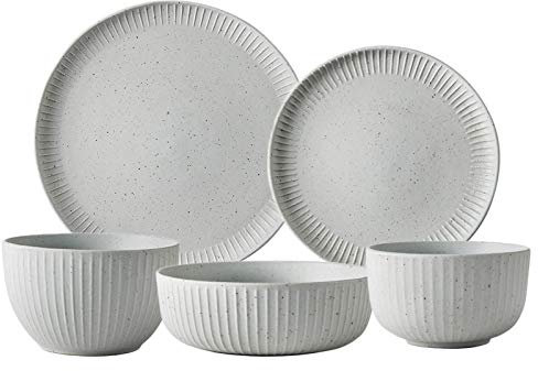 Set di stoviglie in Porcellana Creativity, Set di Ciotole per Cereali e Piatti da Bistecca in Bianco Opaco Vintage