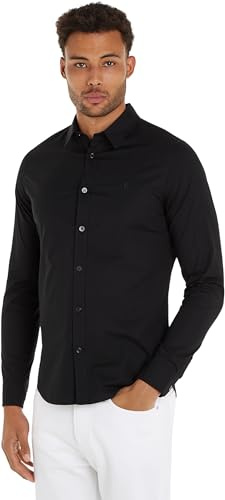 Calvin Klein Uomo Camicia Slim Stretch Shirt Maniche Lunghe, Nero (CK Black), M