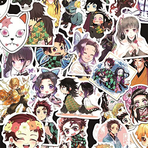 Demon Slayer Stickers for Laptop, Cars, Phone, Water Bottle, Skateboard, Suitcase, Guitar, Pad, Cute Anime Vinyl Stickers, Waterproof, Scrapbook Stickers 50pcs …