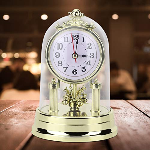 Lazmin112 Tischuhr, Gold Antik Silent Tischuhr, Robust und Langlebig, Dekorationsornament für Wohnzimmer oder Schlafzimmer (Gold)