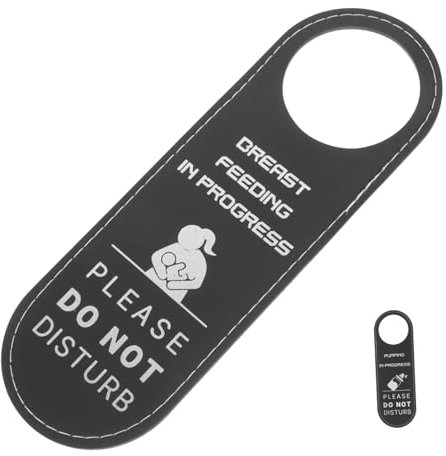 Abaodam Breastfeeding Reminder Door Sign Double-Sided Nursery Room Door Hanger Sign Pu Leather Do Not Disturb Hanging Plaque 240x80x3mm for Baby Care Spaces
